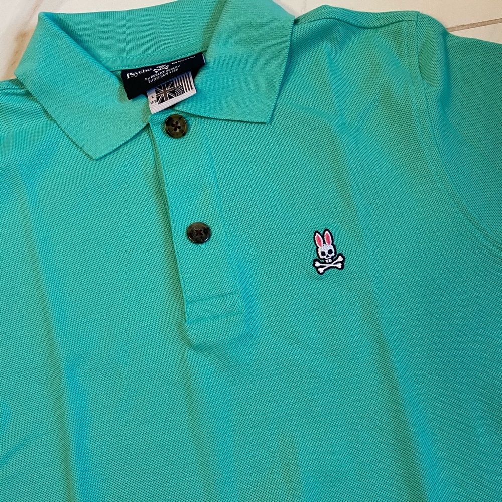 Turquoise Psycho Bunny Polo shirt size L 14/16